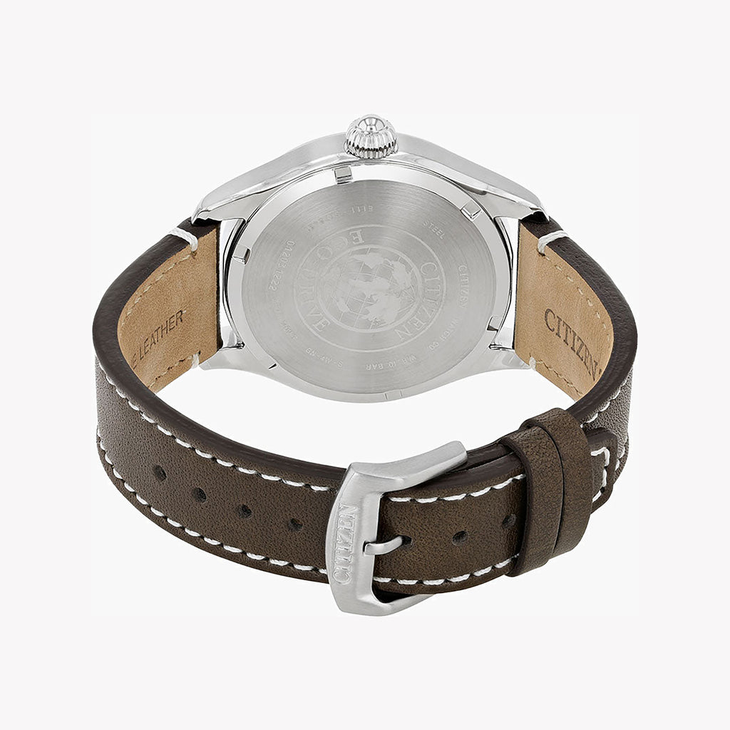 CITIZEN BM6838-25X STRIKING STYLE - ECO-DRIVE MEN'S WATCH with Green Dial & Brown Leather Band-i-Watch-3