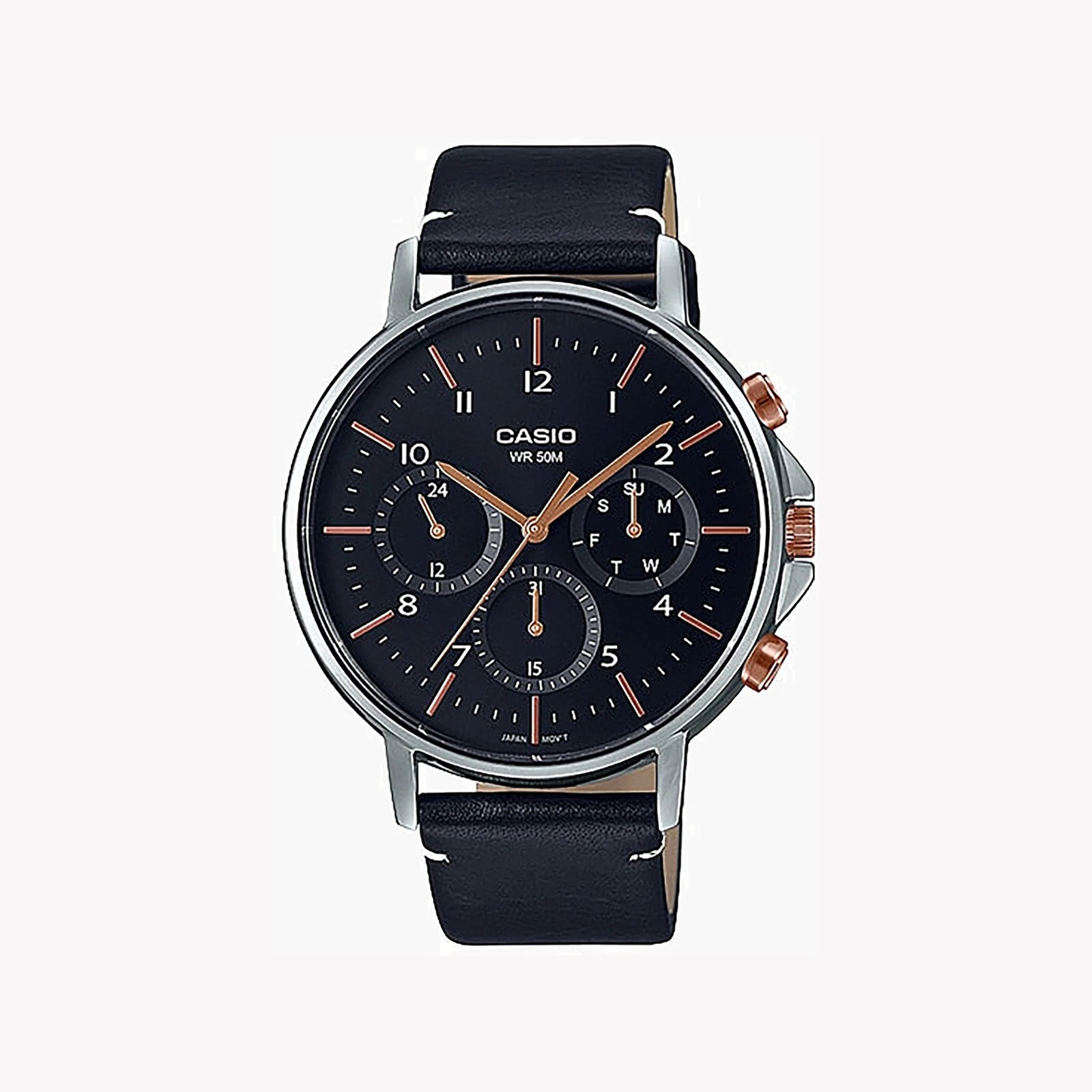 Casio Mtp-E321l-1avdf - Elevated Elegance Men's Watch With Black Leather Band & Black Dial by i-watch