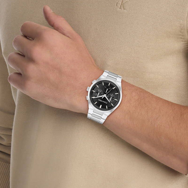 Ck Calvin Klein Men's Silver Stainless Steel Watch, Black Dial | Ck1u123m0056 by i-watch