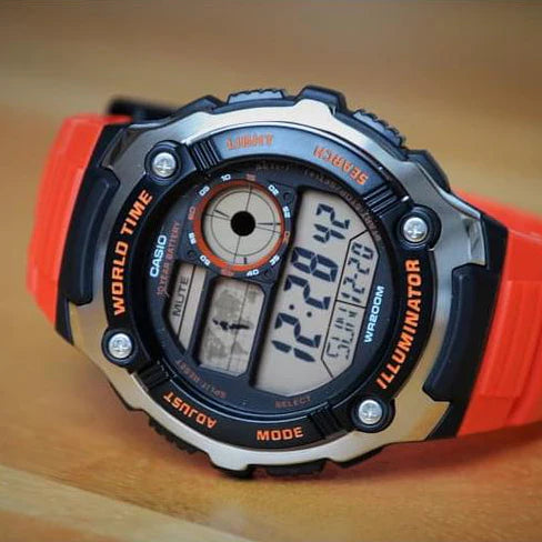 Casio Ae-2100w-4avdf Adventure Ready - Bold Sporty Men's Watch With Vibrant Orange BAnd and Sleek Design by i-watch