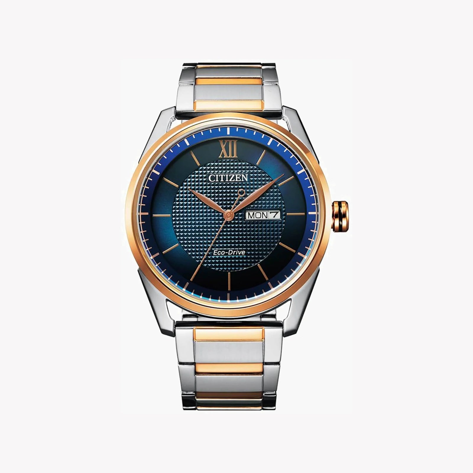 Citizen Aw0086-85l Dual-Tone Elegance - Modern Men's Eco-Drive Watch With Blue Dial & Stainless Steel Band by i-watch