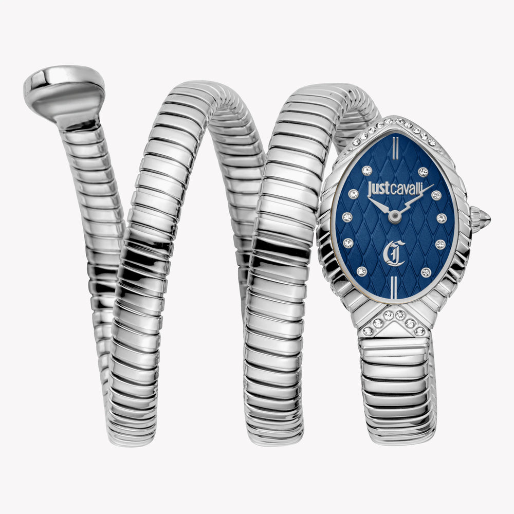 Just Cavalli Women's Silver Watch, Dark Blue Dial | Jc1l323m0015 by i-watch