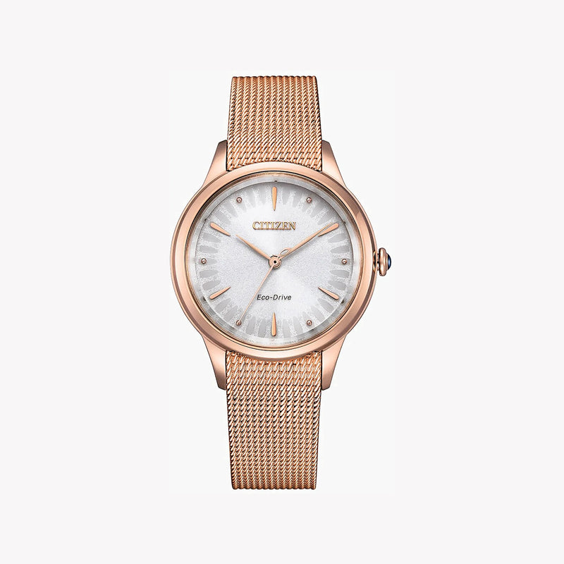 Citizen Women's Gold Mesh Watch, White Dial | Em1153-88a by i-watch