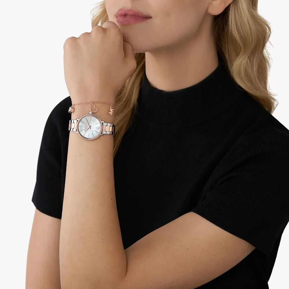 Michael Kors Women's Silver-Rose Gold Watch, White Dial | Mk1066set by i-watch