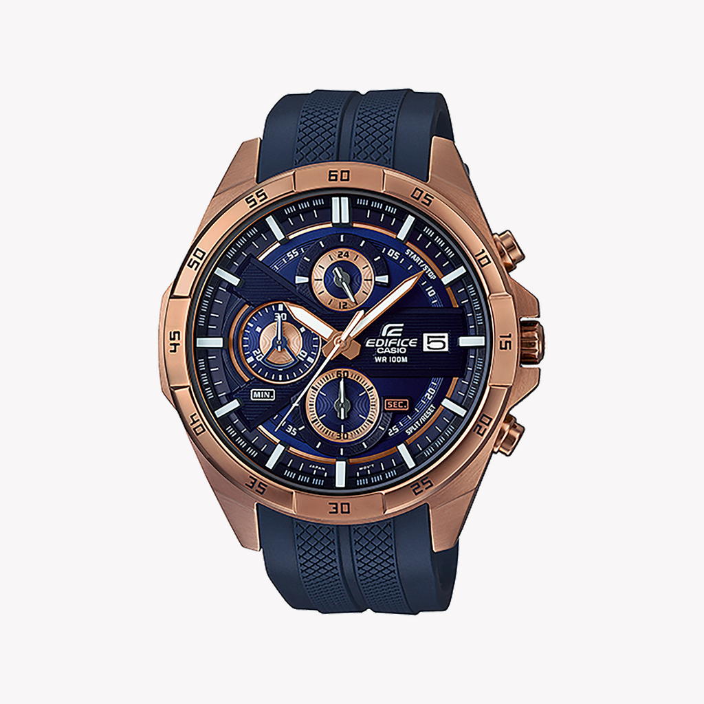 CASIO EDIFICE EFR-556PC-2AVUDF - SPORTY ELEGANCE WITH A BOLD BLUE DIAL & ROSE GOLD CASE