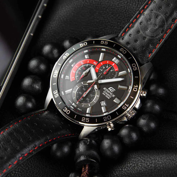Casio Edifice Efv-550l-1avudf - Sporty Elegance Men's Watch With Leather Band And Accurate Timekeeping by i-watch