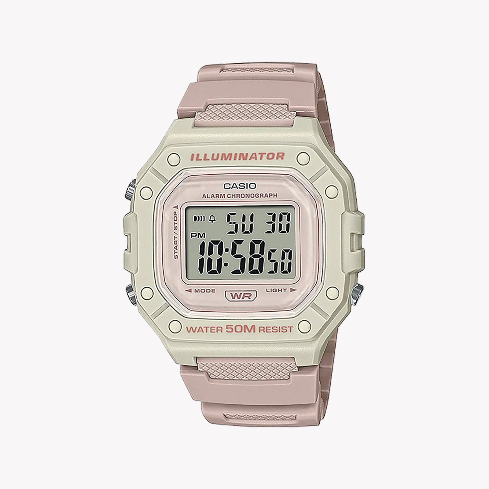 Casio Unisex Beige Resin Watch, Digital Display | W-218hc-4a2 by i-watch