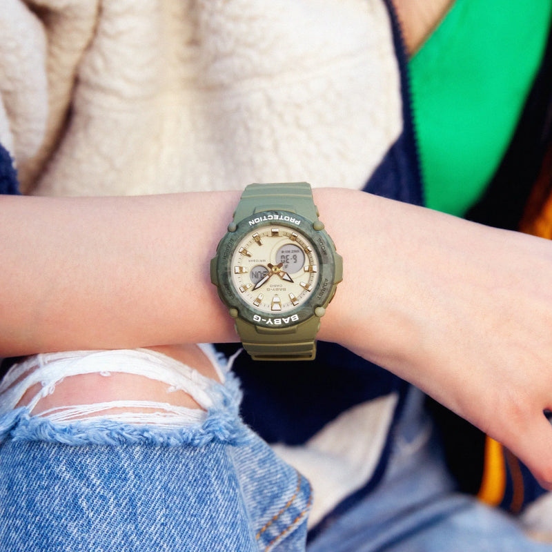 Casio Baby-G Bga-275m-3adr Adventure Chic - Stylish Green Resin & Beige Dial Women's Watch by i-watch