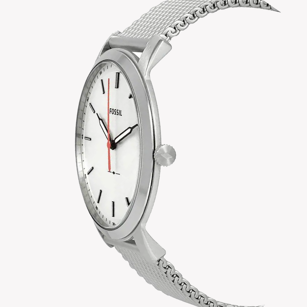 FOSSIL FS5359 ELEGANT TIMEPIECE - MODERN MENS SILVER MESH WATCH WITH WHITE DIAL-i-Watch-2