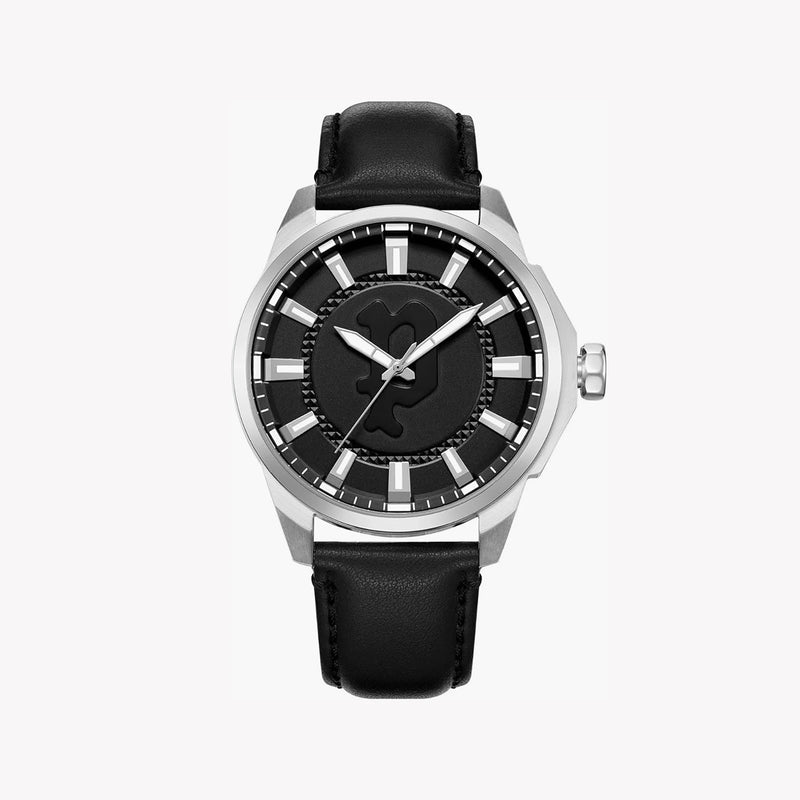 Police Men's Silver Stainless Steel, Black Leather | Pewja2204308 by i-watch