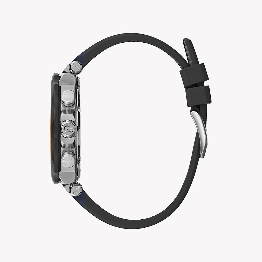 Guess Men's Silver Watch, Black Dial, Silicone Band | Y63003g2mf by i-watch