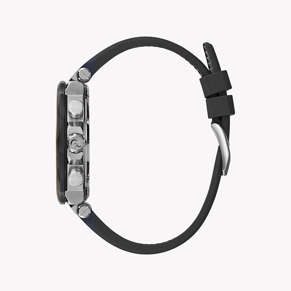 Guess Men's Silver Watch, Black Dial, Silicone Band | Y63003g2mf by i-watch