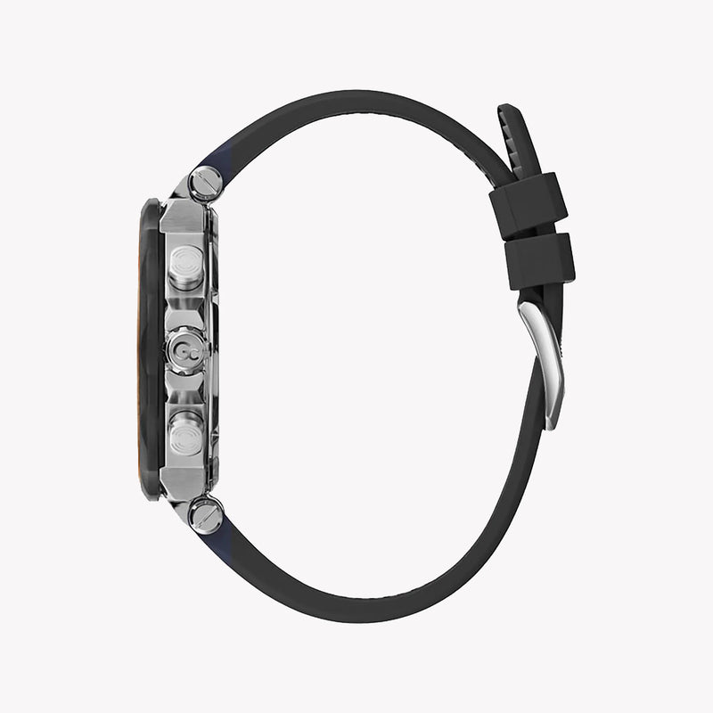 Guess Men's Silver Watch, Black Dial, Silicone Band | Y63003g2mf by i-watch