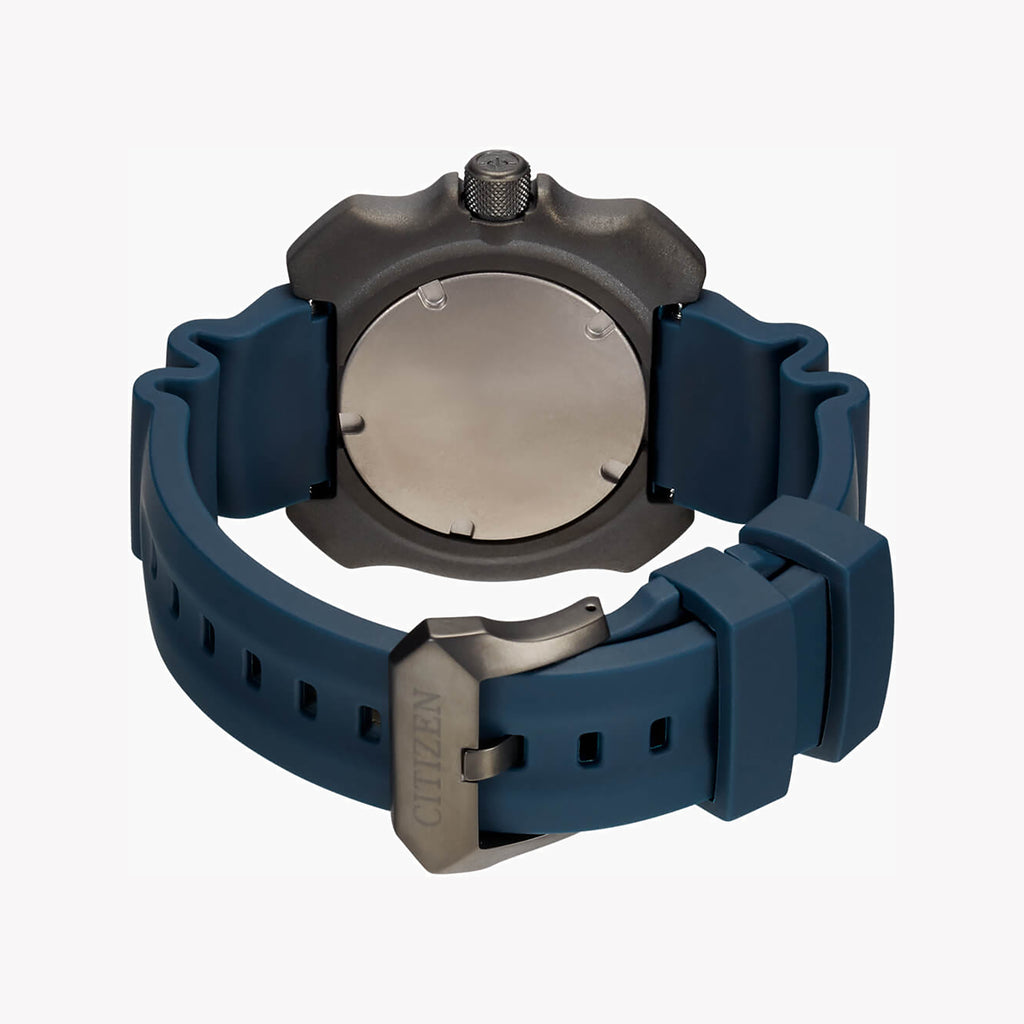 CITIZEN BN0227-09L BLACK TITANIUM DIVER - PERFORMANCE MEETS STYLE Men's Watch with Blue Band and Dial-i-Watch-3