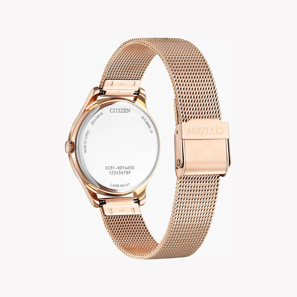 Citizen Women's Rose Gold Mesh Watch, White Dial | Em0508-80y by i-watch