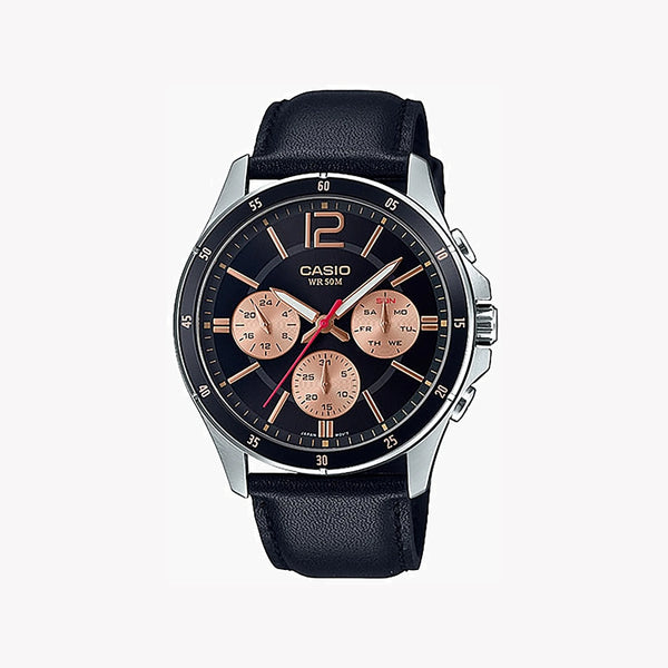Casio Mtp-1374l-1a2vdf Sporty Elegance - Men's Stylish Timepiece With Leather Band & Black Dial by i-watch