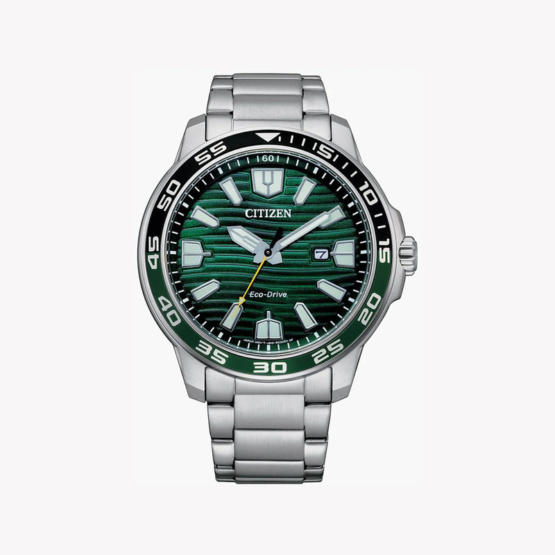 Citizen Men's Silver Stainless Steel Watch, Green Dial | Aw1526-89x by i-watch