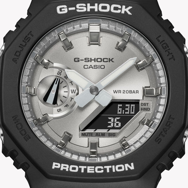 Casio G-Shock Men's Black Resin Watch, Silver Dial | Ga-2100sb-1aer by i-watch