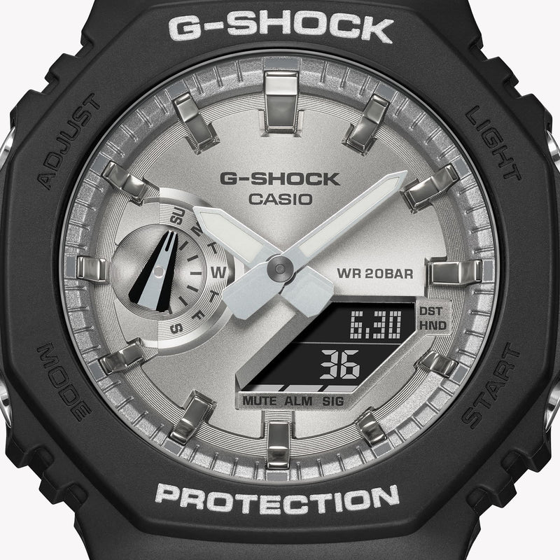 Casio G-Shock Men's Black Resin Watch, Silver Dial | Ga-2100sb-1aer by i-watch