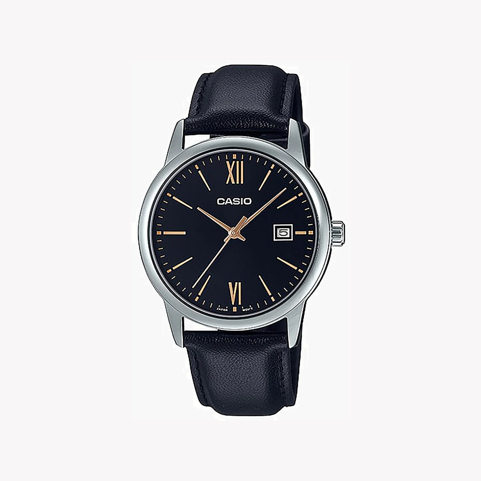 Casio Men's Black Leather Watch, Stainless Steel Case | Mtp-V002l-1b3udf by i-watch