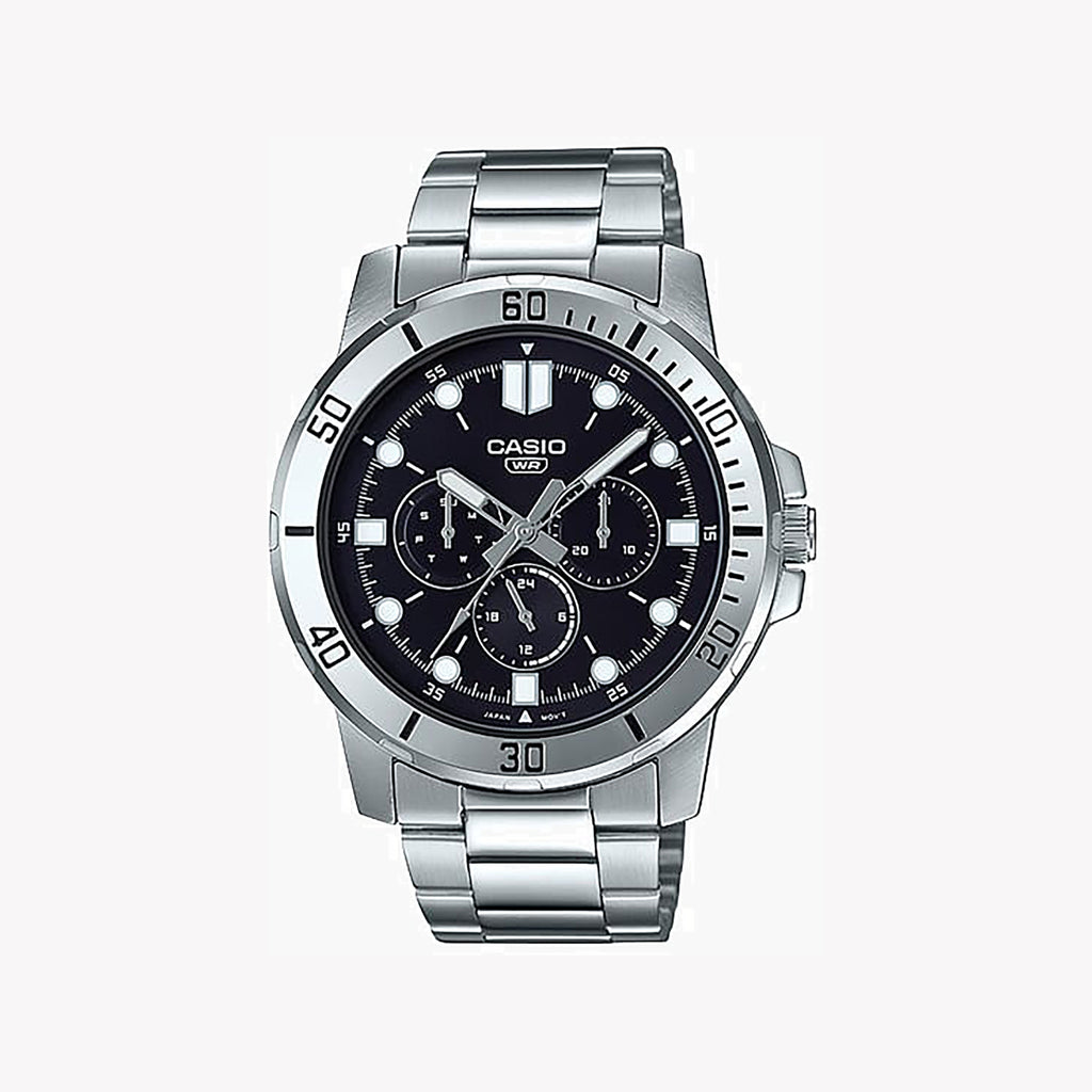 CASIO MTP-VD300D-1E DYNAMIC VERSATILITY - STYLISH MEN'S WATCH WITH BLACK DIAL & STAINLESS STEEL BAND