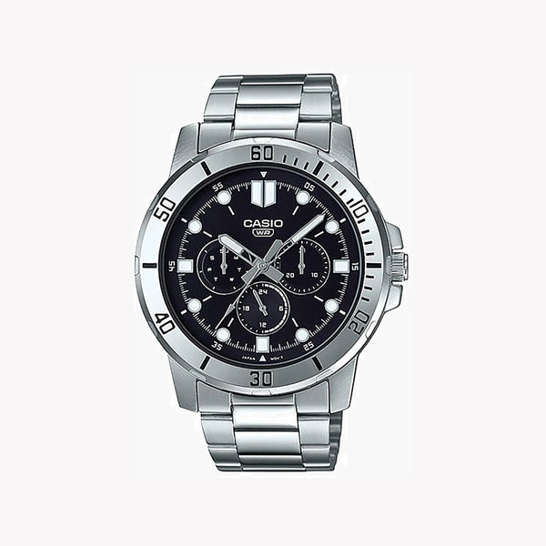Casio Men's Silver Watch, Black Dial | Mtp-Vd300d-1e by i-watch