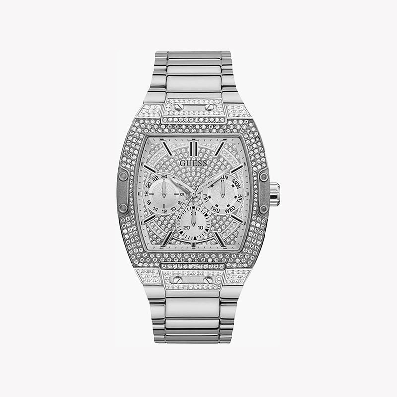 Guess Unisex Silver Stainless Steel Watch, Silver Dial | Gw0094g1 by i-watch