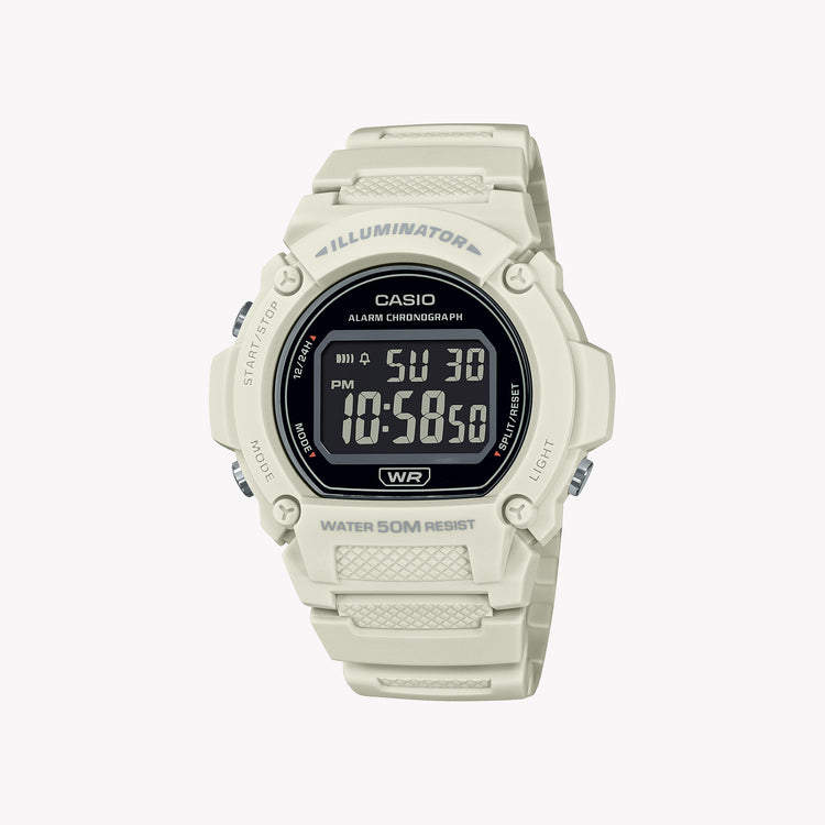Casio Men's White Resin Watch, Digital Display | W-219HC-8BV