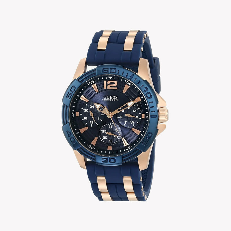 Guess Men's Rose Gold Watch, Blue Dial | W0366g4 by i-watch