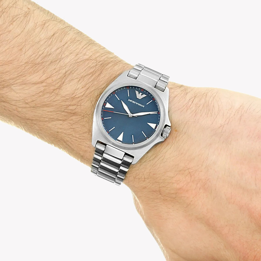 EMPORIO ARMANI AR11307 - ELEGANT TIMEKEEPER FOR MODERN GENTLEMEN - STYLISH SILVER & BLUE DESIGN-i-Watch-4