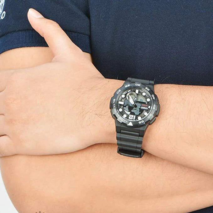 Casio Aeq-100w-1bvdf Bold Adventure - Men's Sporty Black Resin Watch With Multifunctional Features by i-watch