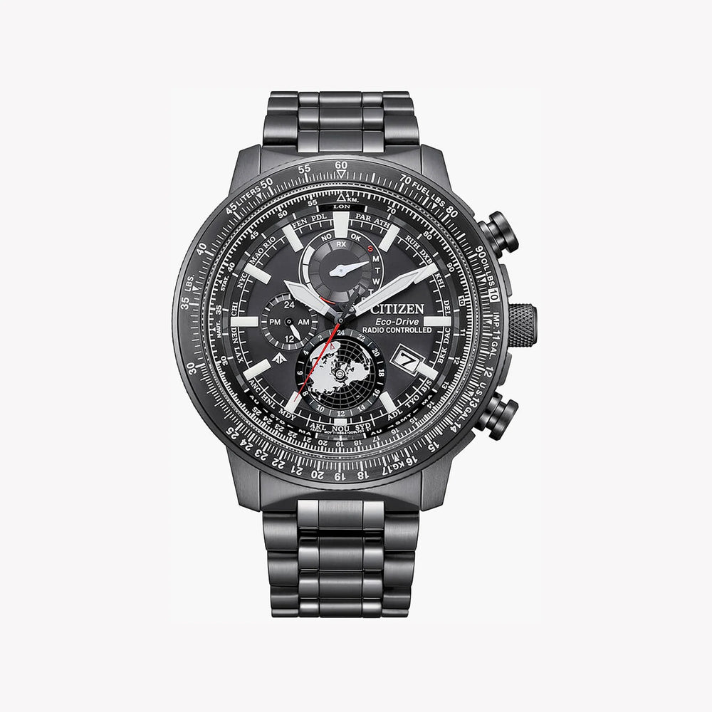 Citizen By3005-56g Modern Precision - Men's Dark Gray Stainless Steel Watch With Black Dial And World Time Function by i-watch