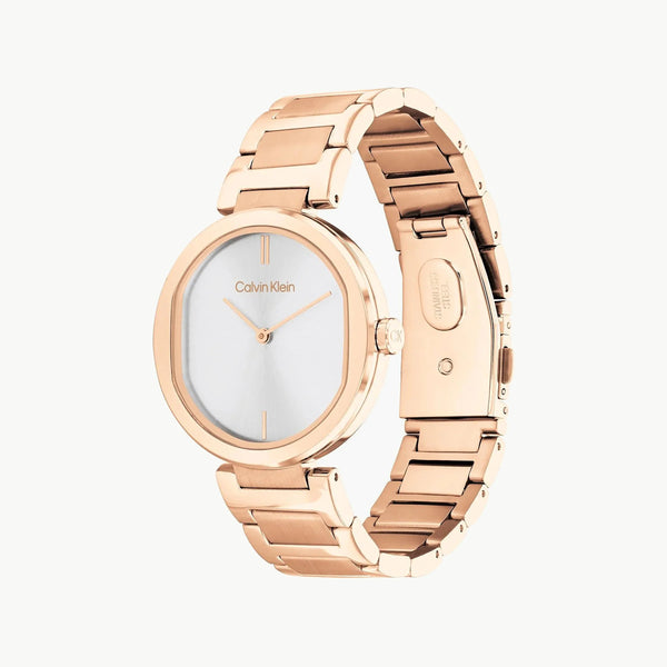 Ck Calvin Klein Women's Rose Gold Watch, Silver Dial | K1b221c6 by i-watch