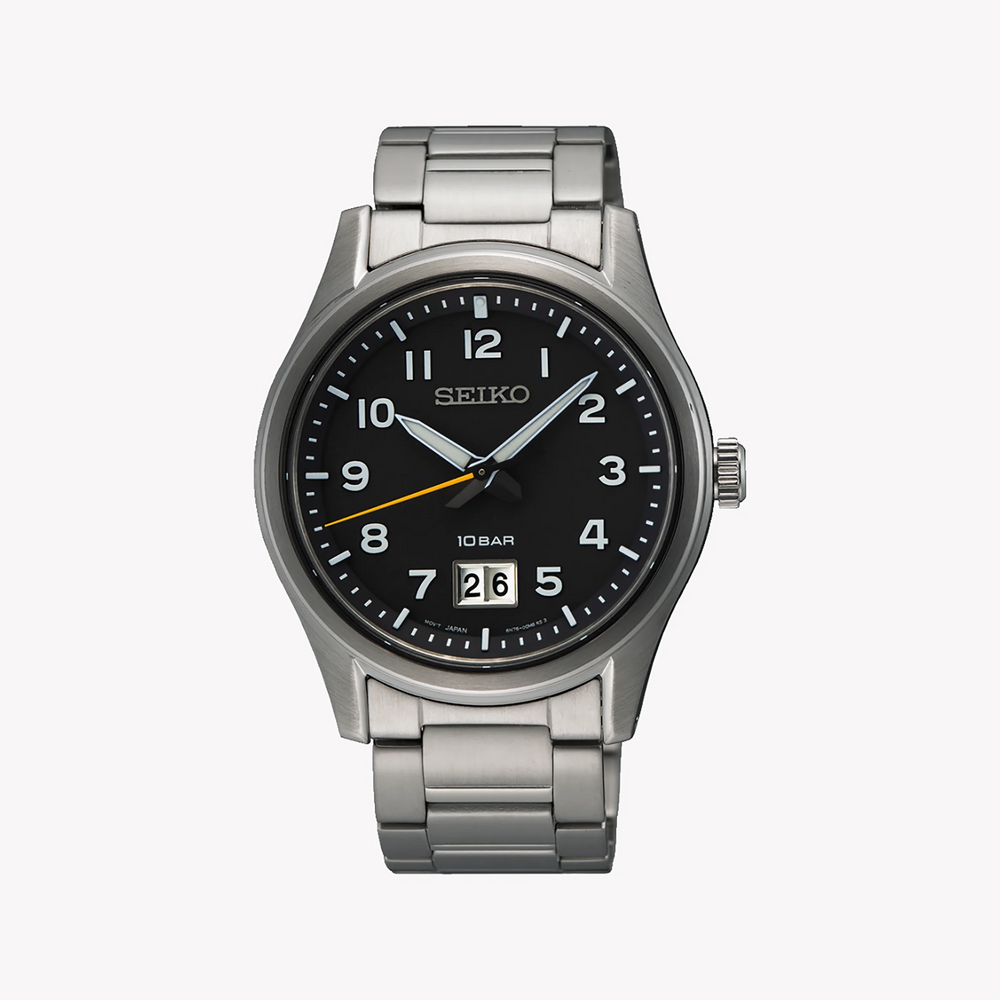 Seiko Men's Silver Stainless Steel, Black Dial | Sur569p1 by i-watch
