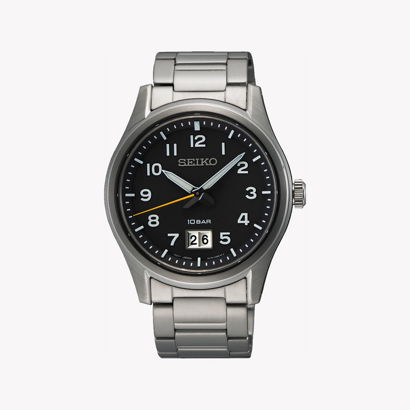 Seiko Men's Silver Stainless Steel, Black Dial | Sur569p1 by i-watch