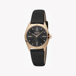 ESPRIT Women's Watch with Rose Gold Stainless Steel Case and Black Leather Band