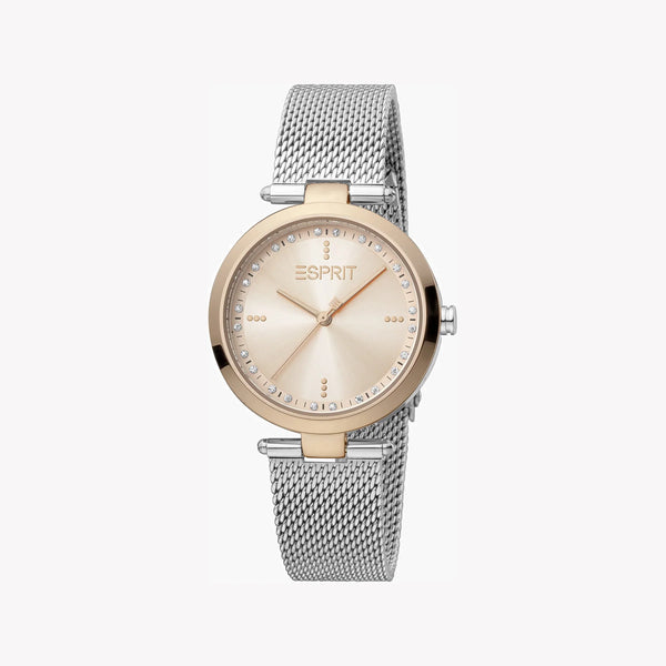 Esprit Women's Rose Gold Dial Watch, Silver Band | Es1l007m0025 by i-watch