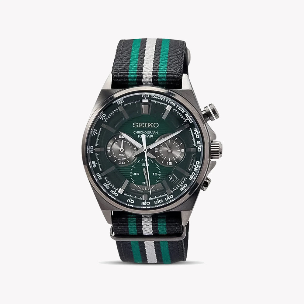 Seiko Men's Grey Stainless Steel Watch, Multicolor Nylon Band | Ssb411p1 by i-watch