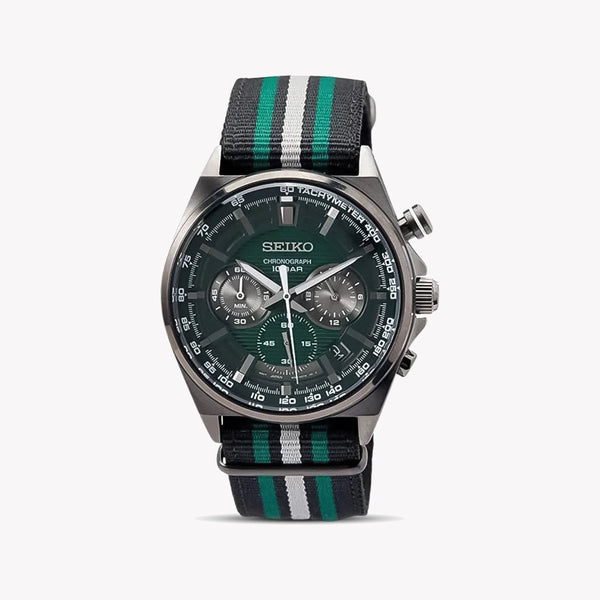 Seiko Men's Grey Stainless Steel Watch, Multicolor Nylon Band | Ssb411p1 by i-watch