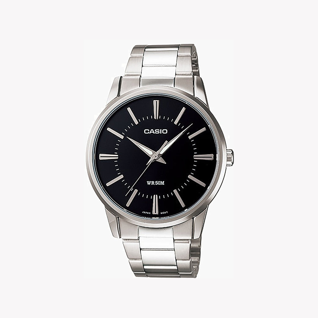 CASIO MTP-1303D-1AVDF - BOLD SOPHISTICATION MEN'S WATCH WITH BLACK DIAL & SILVER STAINLESS STEEL BAND-i-Watch-2