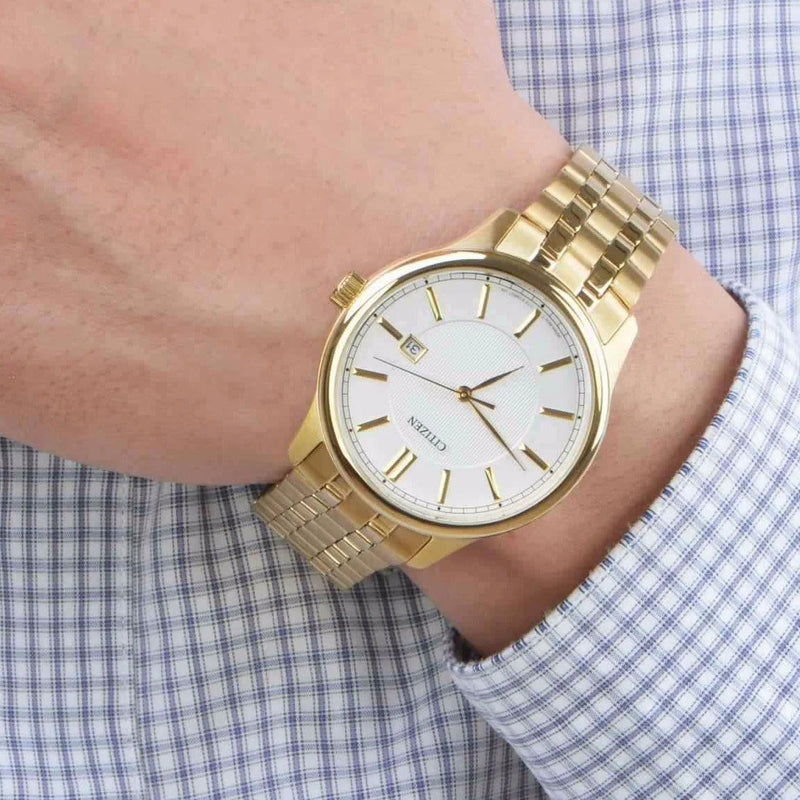 Citizen Bi1052-51a Gold Élite - Men's Quartz Watch With Chic White Dial & Durable Stainless Steel Band by i-watch
