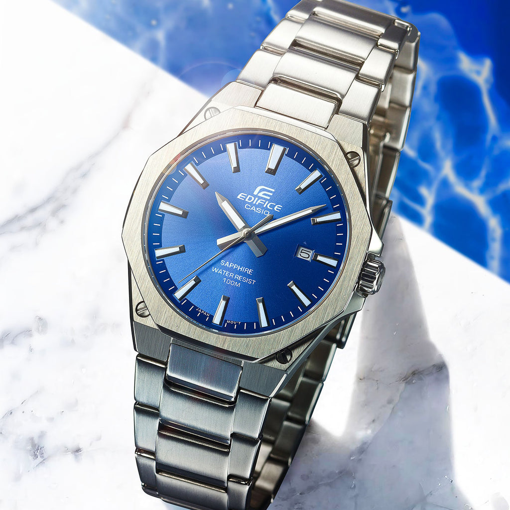 EDIFICE EFR-S108D-2AVUEF - MEN'S STYLISH BLUE DIAL STAINLESS STEEL WATCH-i-Watch-3