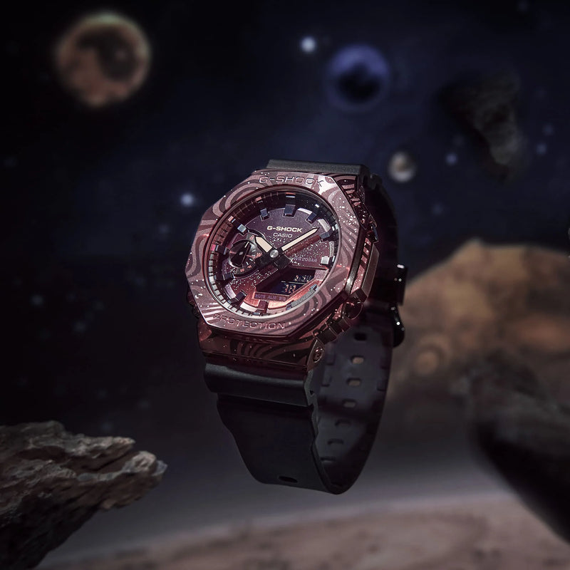 Casio Men's Pink Resin & Stainless Steel Watch, Black Band | Gm-2100mwg-1aer by i-watch