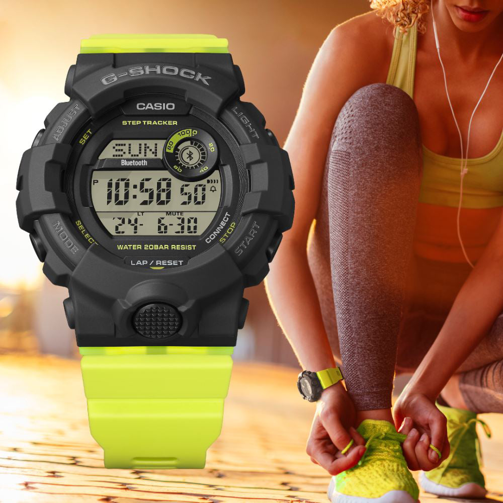 CASIO G-SHOCK GMD-B800SC-1BDR DYNAMIC FUSION - SPORTY WOMEN'S WATCH with sleek black resin band and vibrant yellow digital display-i-Watch-2
