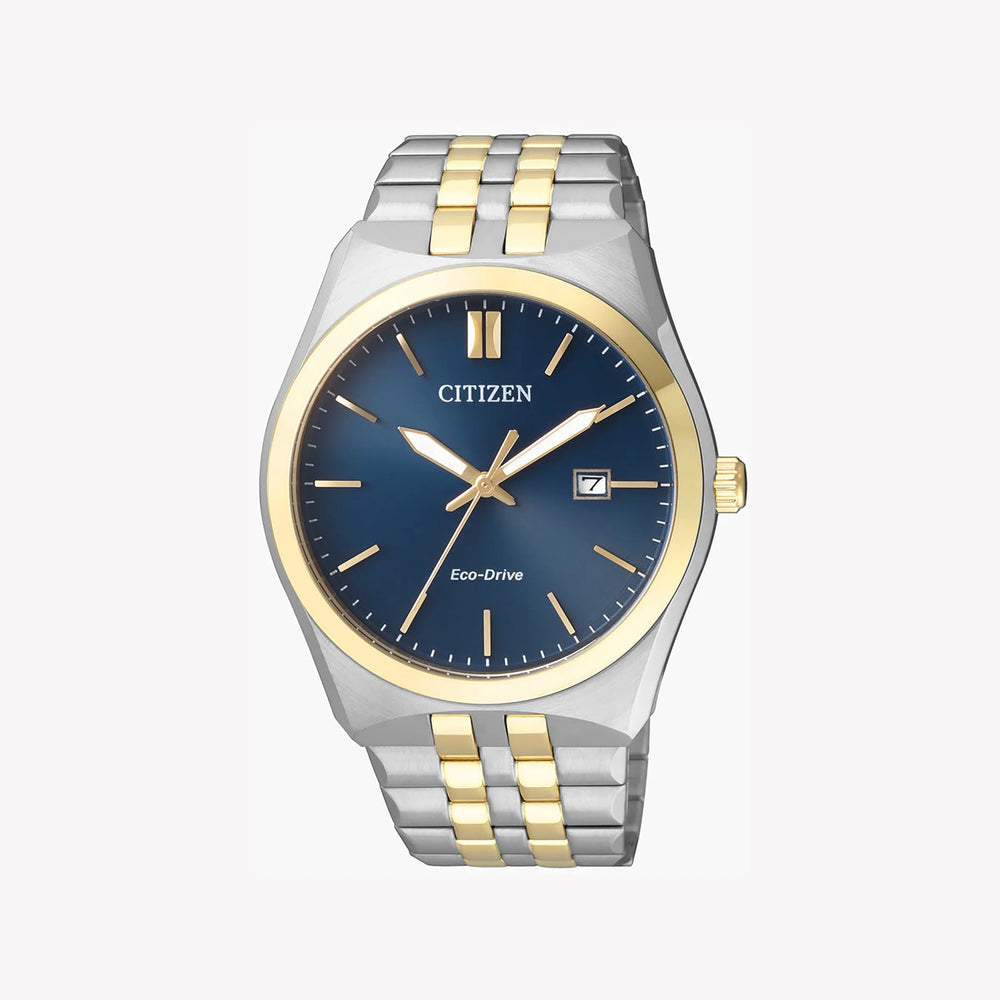 Citizen Men's Silver & Gold Stainless Steel Watch, Blue Dial | Bm7334-66l by i-watch