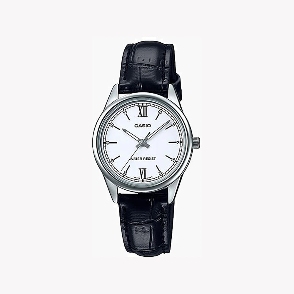 Casio Women's Silver Watch, Black Leather Band | Ltp-V005l-7b2udf by i-watch