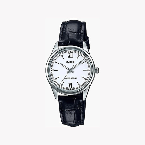 Casio Women's Silver Watch, Black Leather Band | Ltp-V005l-7b2udf by i-watch