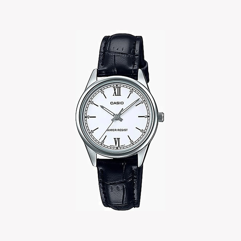 Casio Women's Silver Watch, Black Leather Band | Ltp-V005l-7b2udf by i-watch