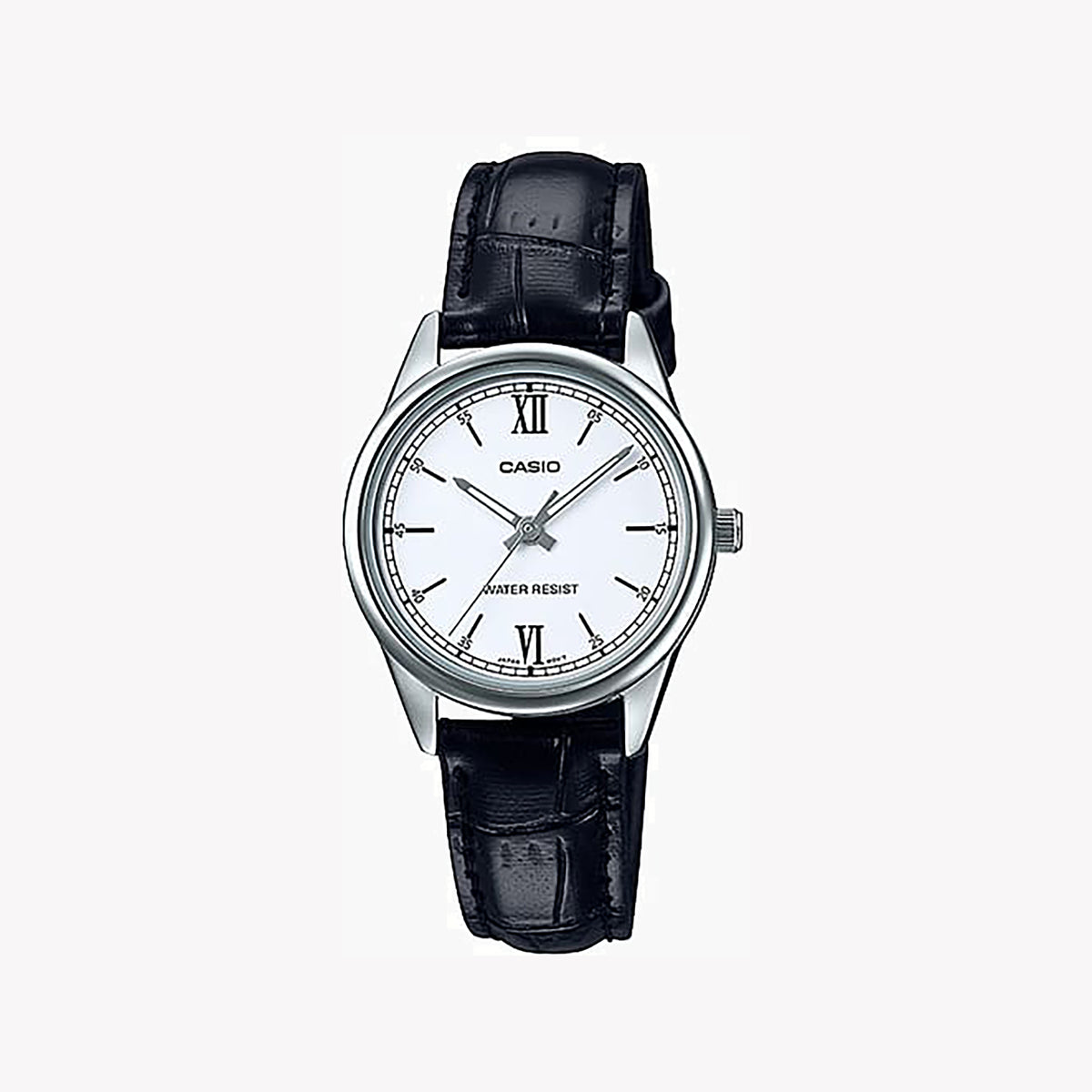 CASIO LTP-V005L-7B2UDF ELEGANCE TIMEPIECE - CLASSIC BLACK LEATHER & SILVER STAINLESS STEEL Women's Watch