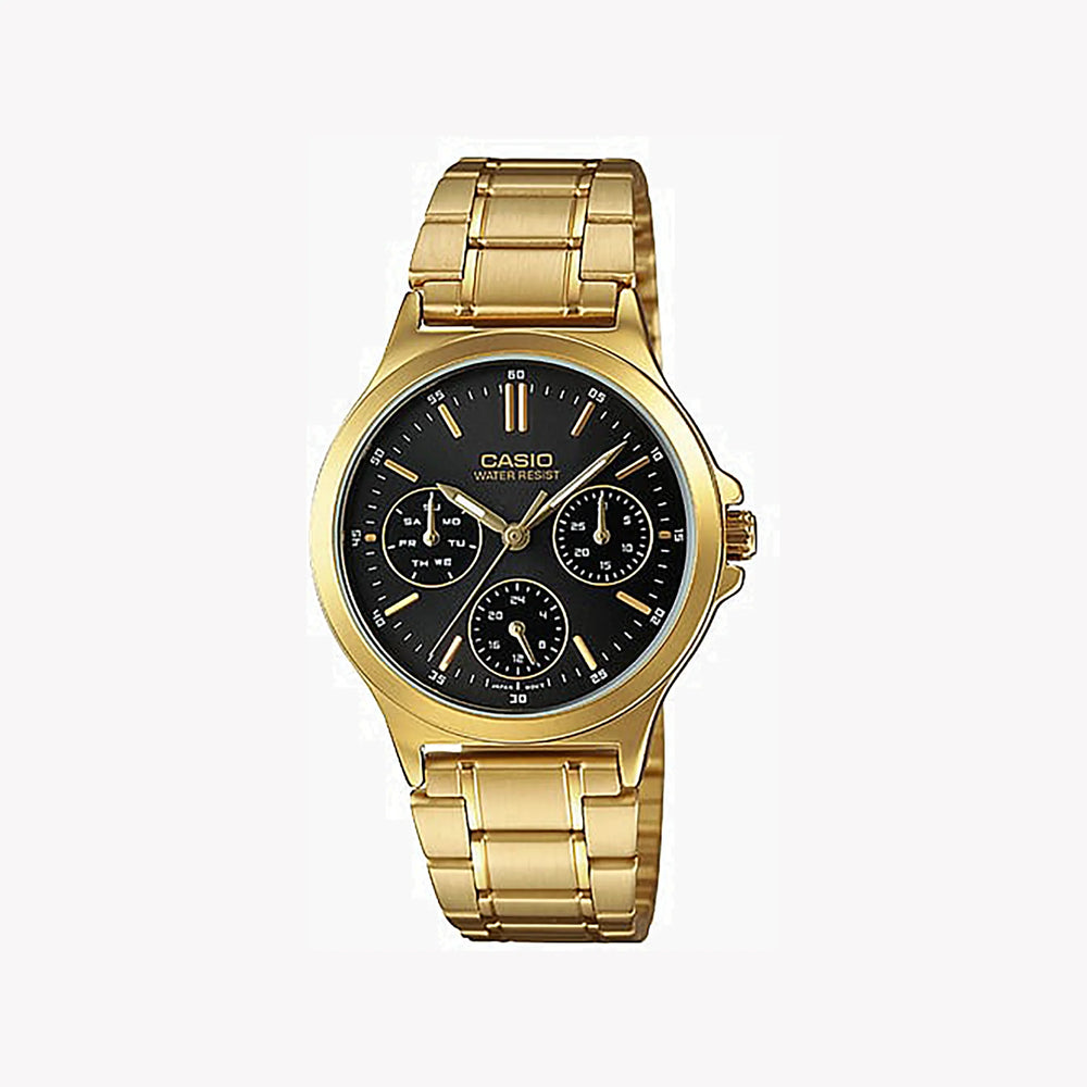 Casio Women's Gold Stainless Steel, Black Dial | Ltp-V300g-1a by i-watch
